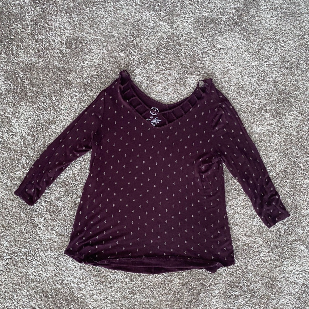 Gold Patterned Shirt with Punch Out Neckline